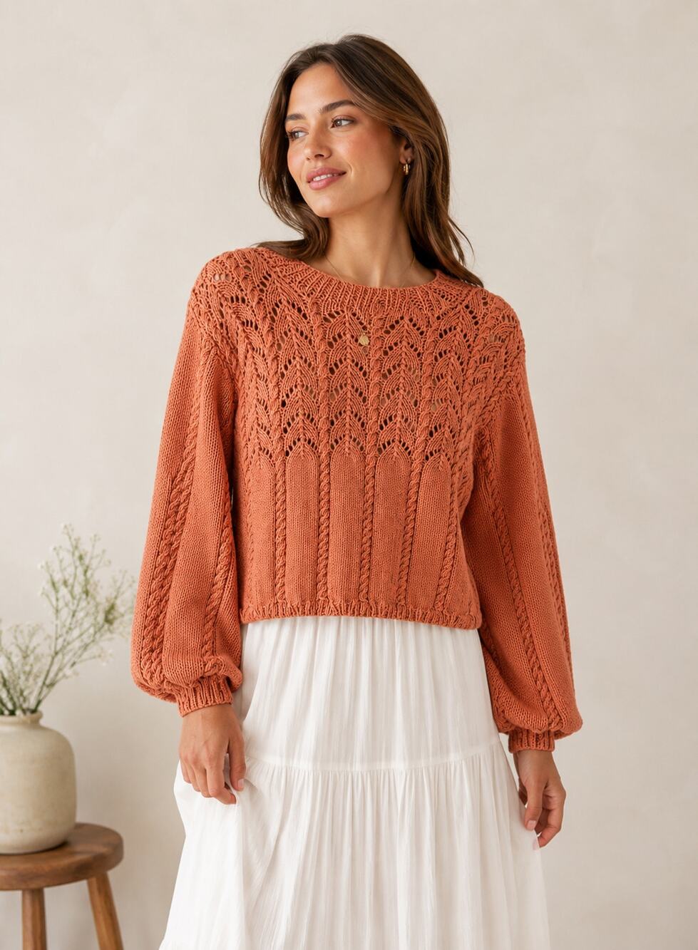 VTG Peach Cotton Sweater Size M/L Coastal Summer Beachy Oversized Fit